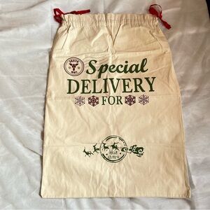 Christmas Gift Bag Extra Large Canvas with Ribbon tie closure 39x27.5 inches New